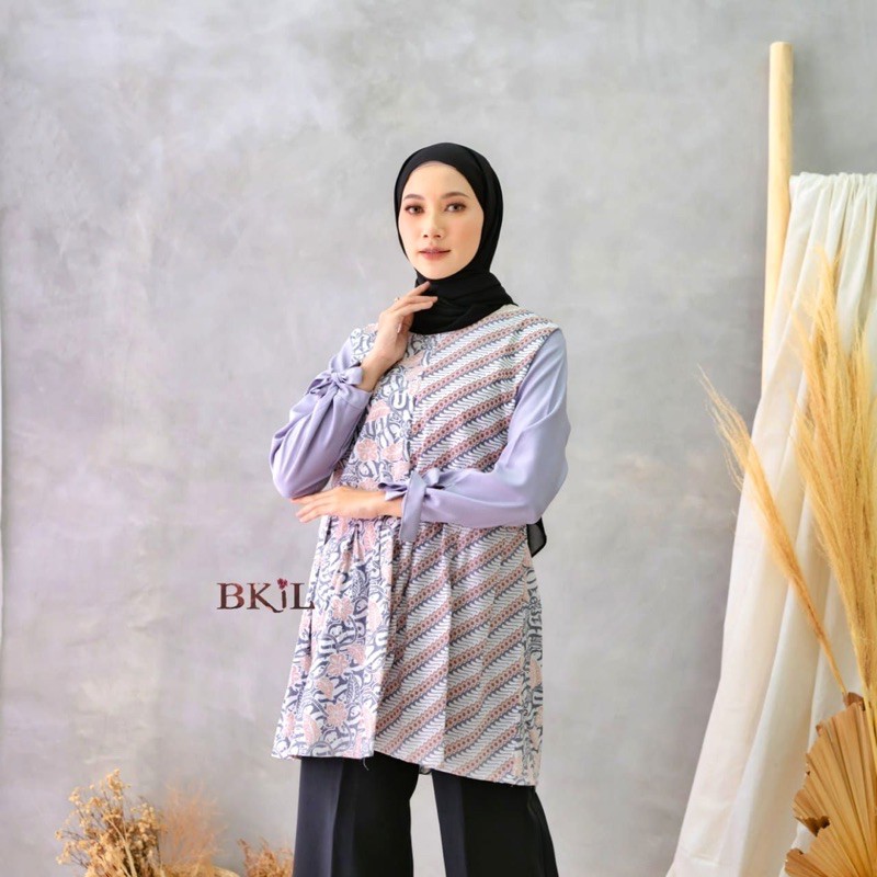 tey-17 Batik wanita ASJ SA HRB026 Kenongo Kemeja Tosca Pendek-5