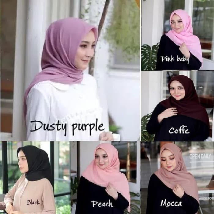 TBI Terbaru Bella Syantik Style Square Jilbab Polos Double Hycon Chiffon