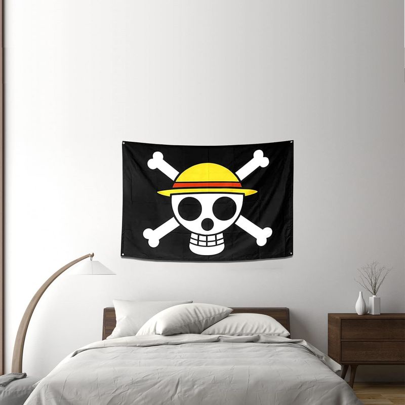 90 x 60cm Bendera One Piece / Bendera Bajak Laut One Piece  / Straw Hat Luffy Bendera One Piece Dinding