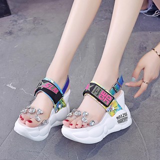  SANDAL  WEDGES WANITA SOPHIE MARTIN HITAM NYAMAN EVA 