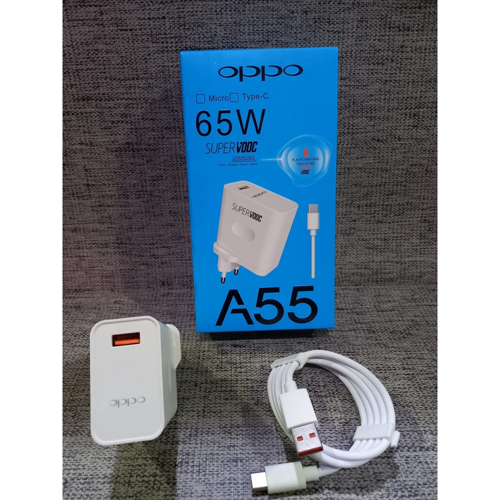 CHARGER OPPO A55 VOOC 65W TRAVEL CHARGE HANDPHONE CASAN HP FAST CHARGING