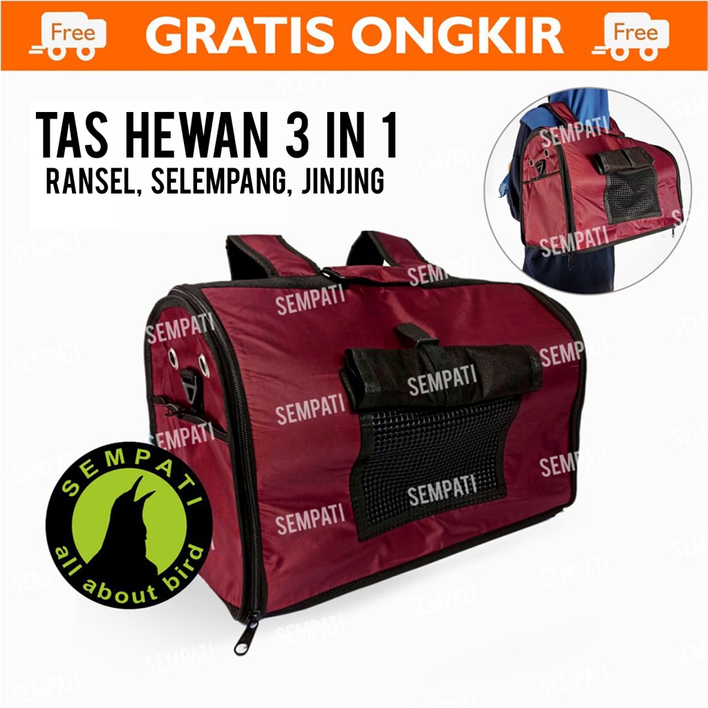 TAS KUCING PET CARGO 3 IN 1 POLOS SEMPATI TAS GENDONG JINJING SELEMPANG TRAVEL BAG TAS KUCING ANJING BURUNG HAMSTER SUGAR GLIDER PET BAG TSPLS3