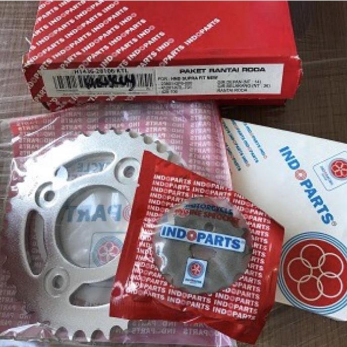 GEARSET PLUS RANTAI HONDA SUPRA FIT NEW / REVO / SUPRA 125 INDOPARTS rodam45 Kualitas Baik