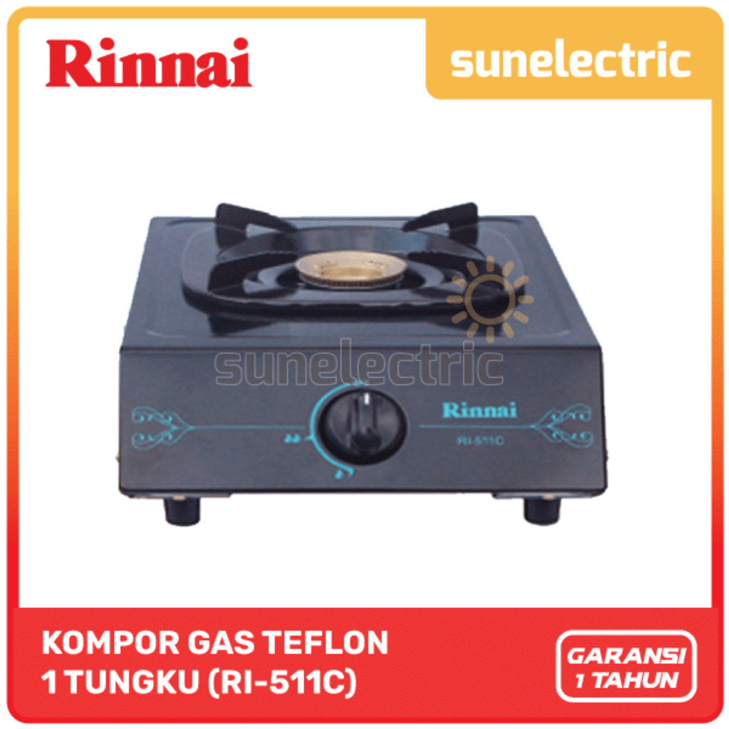 Rinnai RI-511 C Kompor Gas Stove 1 Tungku RI 511 C / RI511 C / RI 511C / RI-511C / RI511C - Hitam