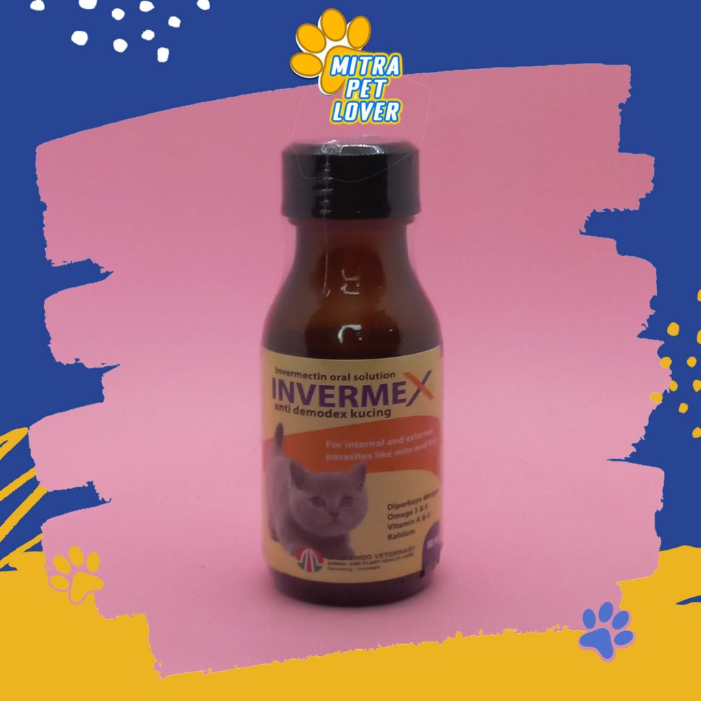 OBAT GATAL KUCING - INVERMEX SIRUP 60 ML ORIGINAL - CAIRAN  ORAL ANTI DEMODEX SCABIES JAMUR KUTU CAT KITTEN AMAN AMPUH PET ANIMAL HEALTHCARE AND VETERINARY TAMASINDO OBAT PERAWATAN KESEHATAN DAN VITAMIN TERNAK HEWAN BINATANG PELIHARAAN MITRAPETLOVER