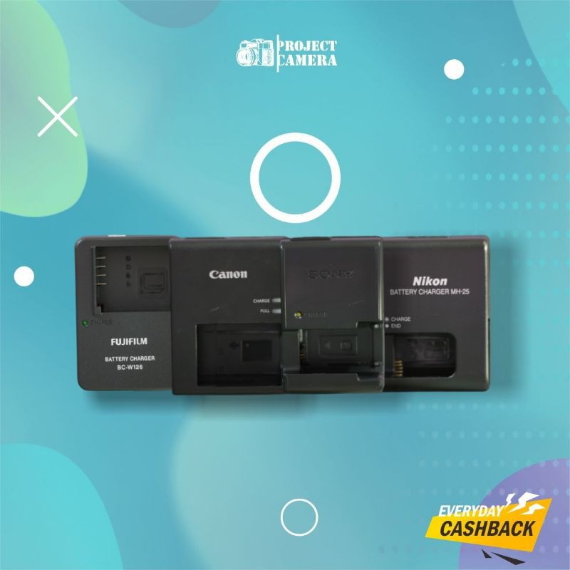 CHARGER KAMERA CANON NIKON FUJIFILM SONY LENGKAP BARU