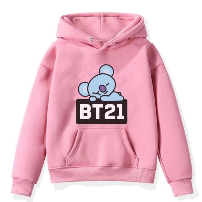 Hoodie Anak Perempuan 6-10Tahun Koya Bt21 Pink/ Jaket Anak / Hodi Hudi