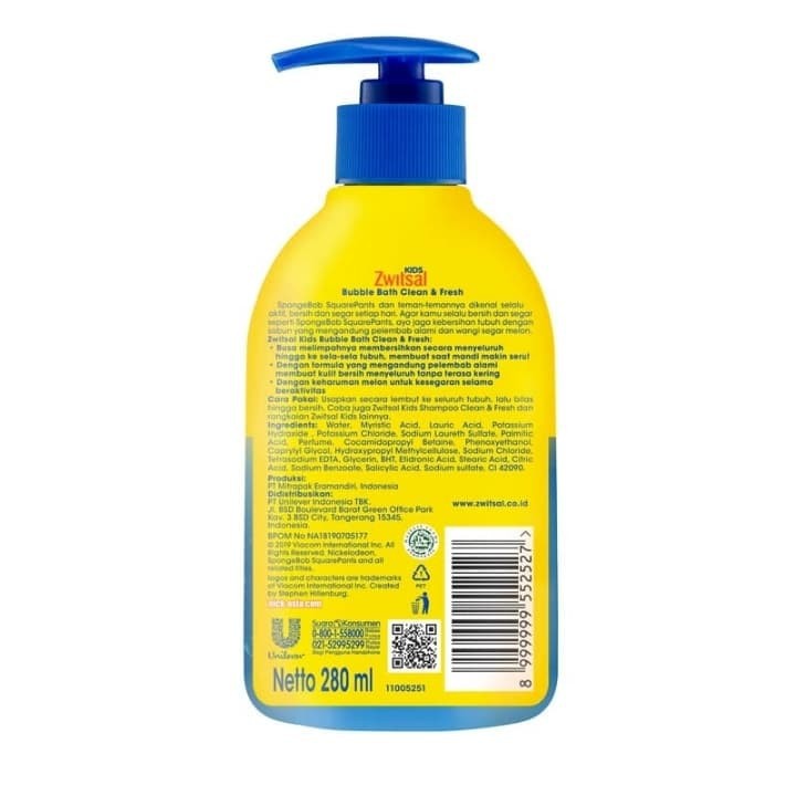 ZWITSAL KIDS BUBLE BATH ACTION BLUE CLEAN &amp; NOURISH 280ML