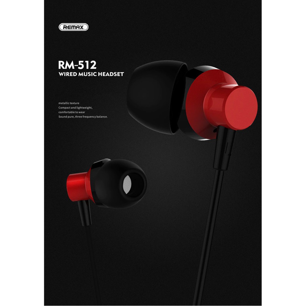 Remax 512 Headset Stereo Noise Canceling Dengan Kabel + Jack 3.5mm