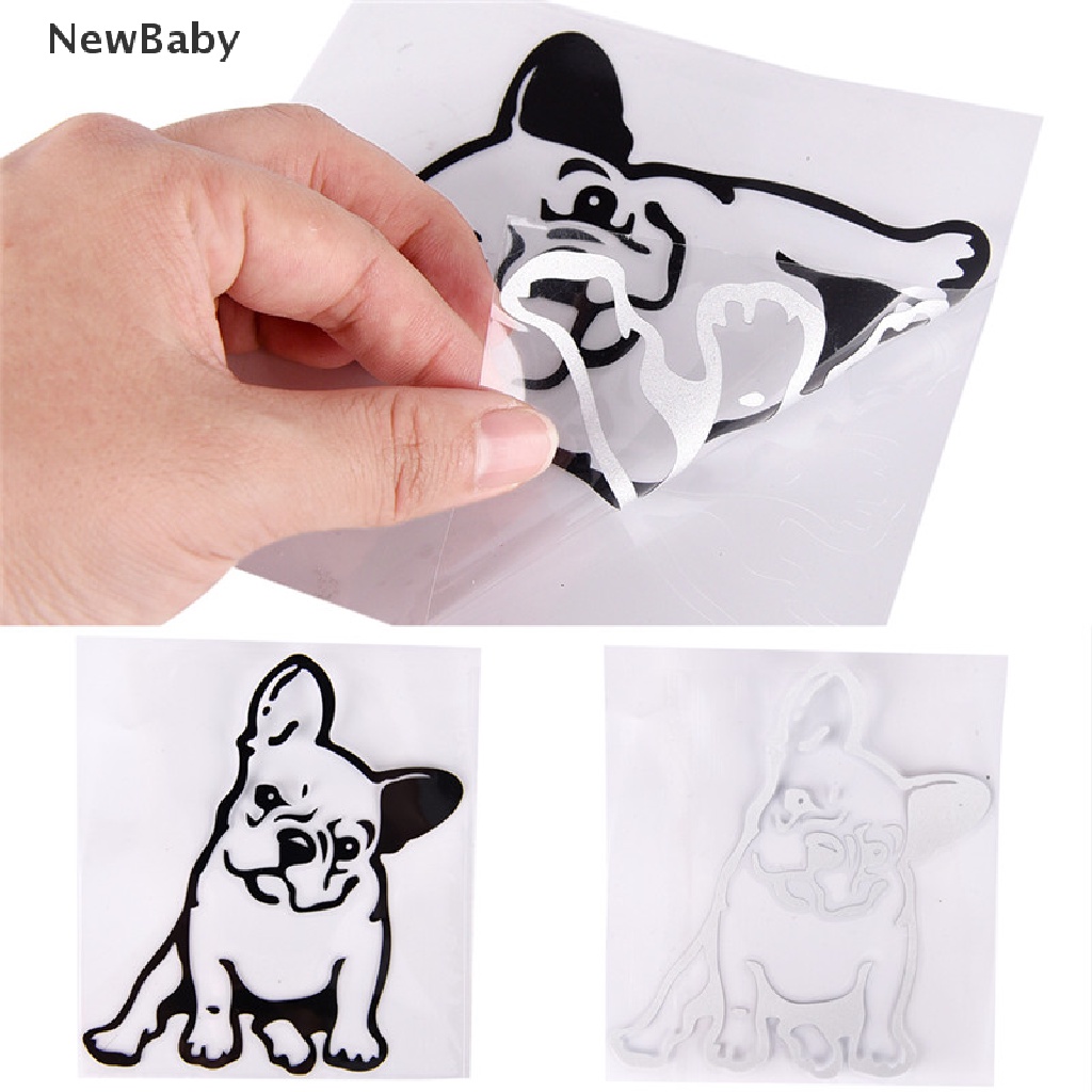 Stiker Vinyl Motif Anjing French Bulldog Warna Hitam Untuk Dekorasi Jendela Mobil / Laptop