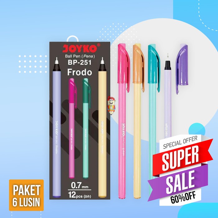 

Paket 6 Lusin Pena Joyko Bp-251 Frodo 0.7 Mm