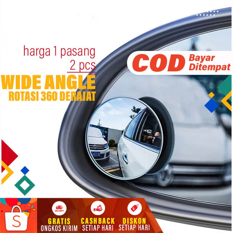 Kaca Blind Spot Mobil Kaca Cermin 360 yang Cembung Kembung Bulat Bulet Kecil Mini Tambahan Di Tempel Sudut Samping Spion Mirror Cekung Bantu Anti Blind Spot Jalan Berbelok Tikungan Aksesoris Variasi Universal Mobil Motor HD