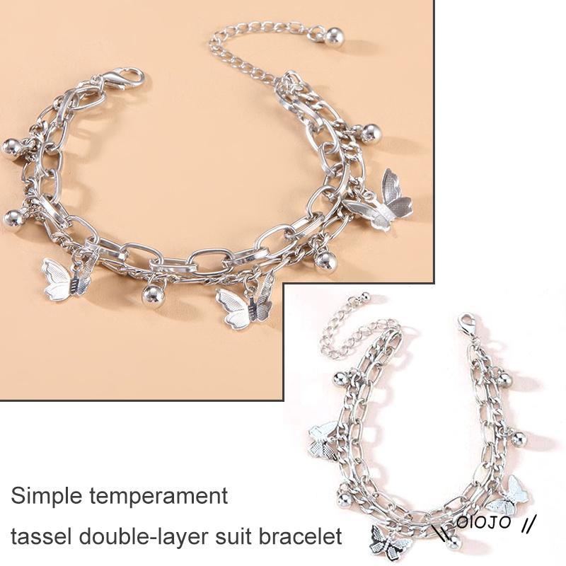 【COD】Gelang Model Butterfly Ball Rumbai Double layer