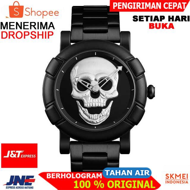 ORIGINAL SKMEI Jam Tangan Analog Pria Motif Tengkorak - 9178 [Silver]