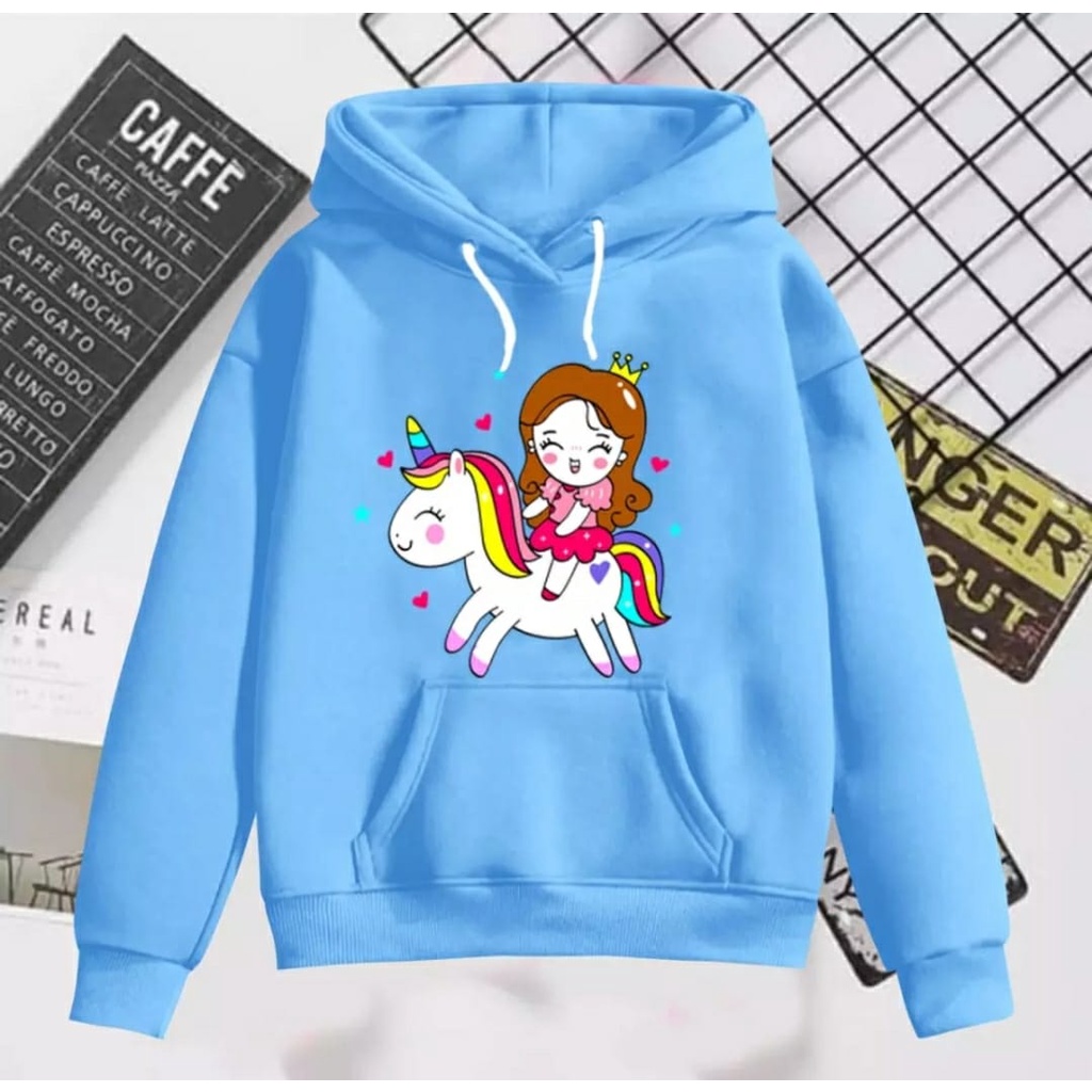 HOODIE ANAK PRINCESS WITH UNICORN / HOODIE ANAK WANITA TEBAL