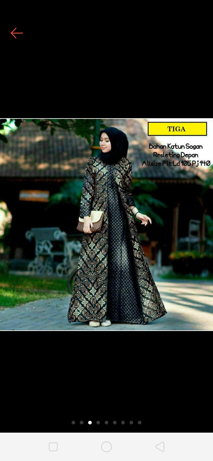 Gamis Batik Syari Sogan Kombinasi Trendy Modern