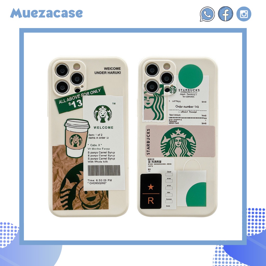 Casing Soft Case iPhone 6 7 8 Plus XR 11 12 Pro Starbucks Square
