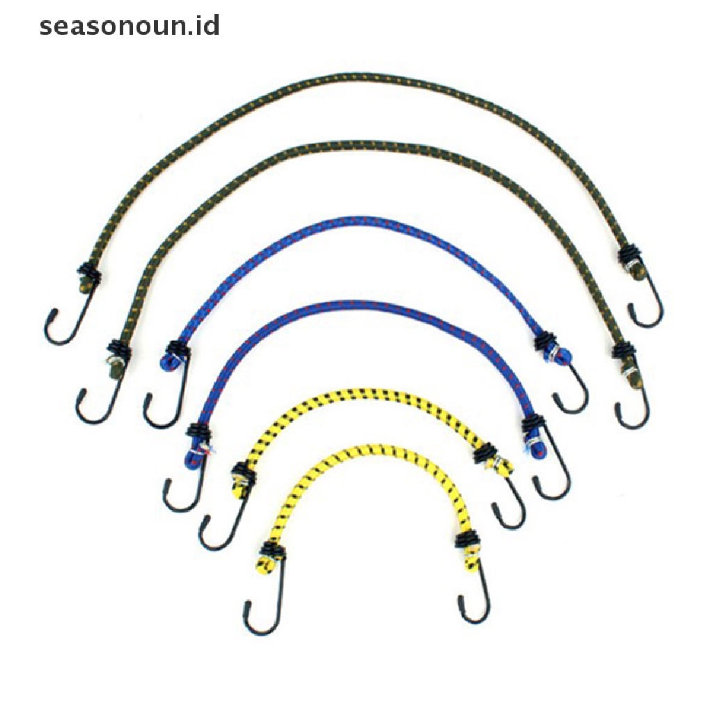 (seasonoun) 6pcs Tali Bungee Elastis 30 / 40 / 60cm Dengan Kait Untuk Outdoor