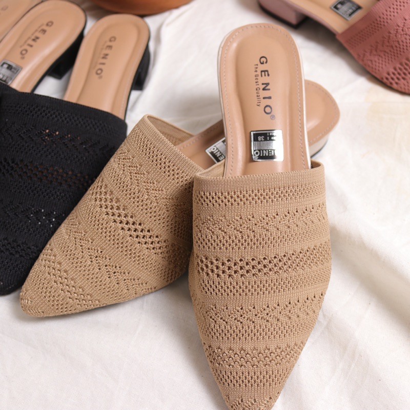 Ovivi Sandal wanita rajut Hak tahu 3 Cm Genio