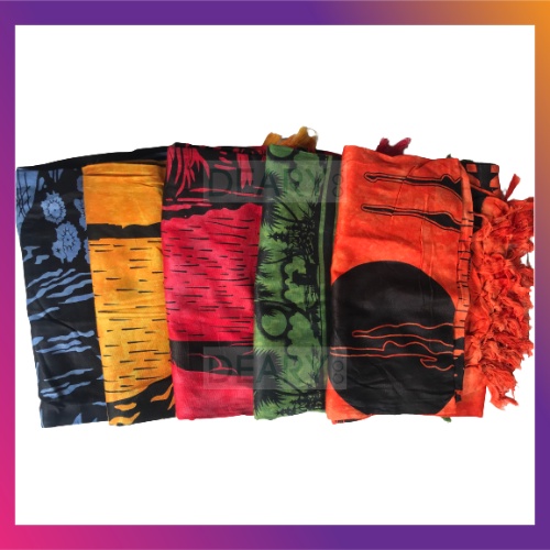 Kain Pantai Bali Motif Daun dan Pantai Bahan Rayon Bali Adem | Deary Co Bali
