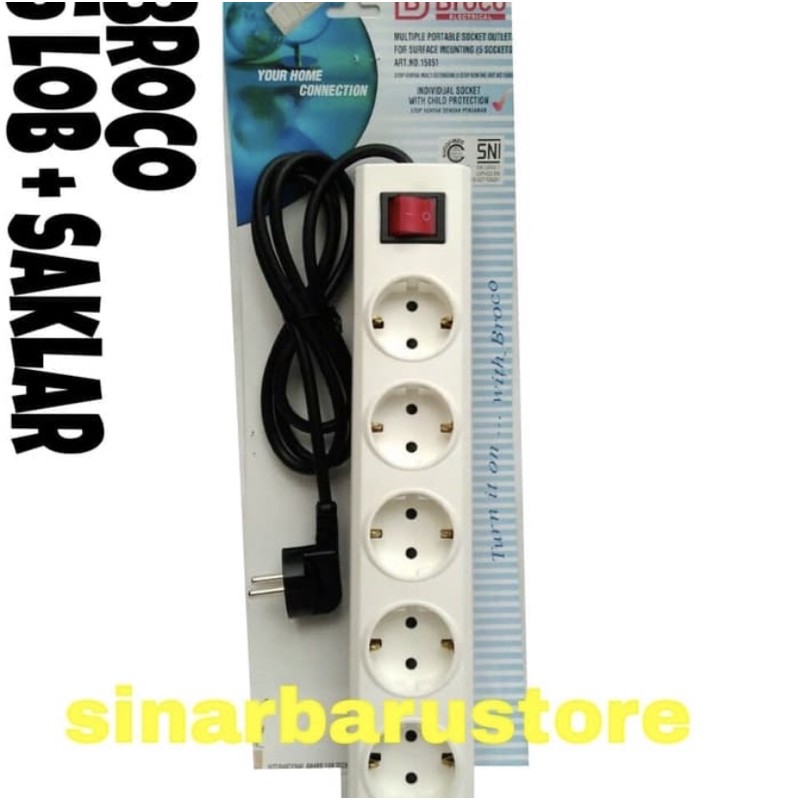 Stop Kontak Saklar + Kabel 1,5 Meter 5 Lubang "Broco"