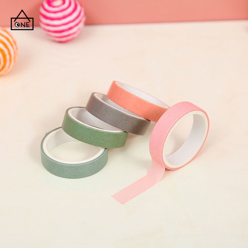 COD❤Selotip Warna Solid Kreatif  Buku Harian Scrapbooking Diy Dekorasi Washi Tape Setelan A one