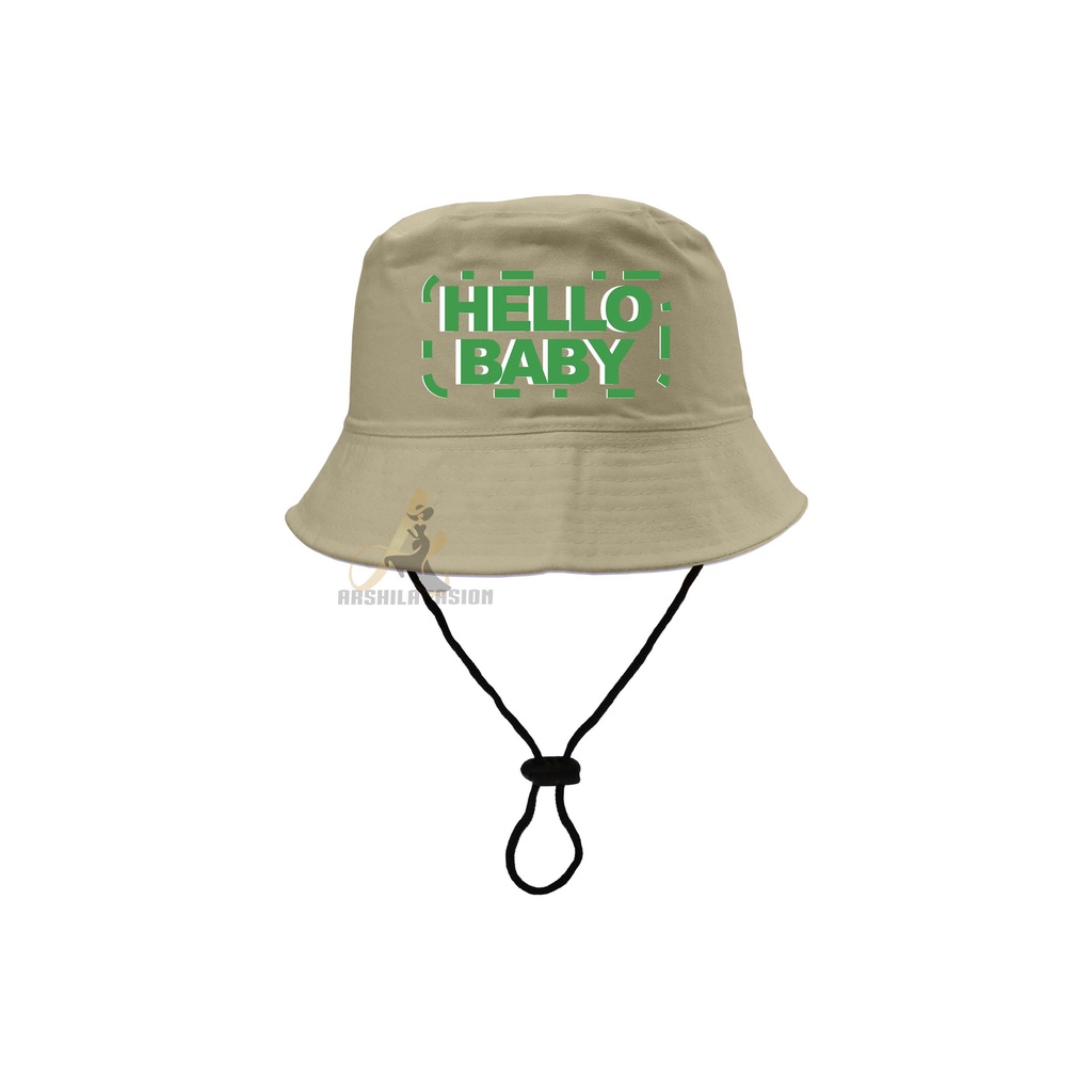 Topi Bucket Hat anak sablon Hallo Baby/Bucket Sablon Hallo Baby 2-8 tahun