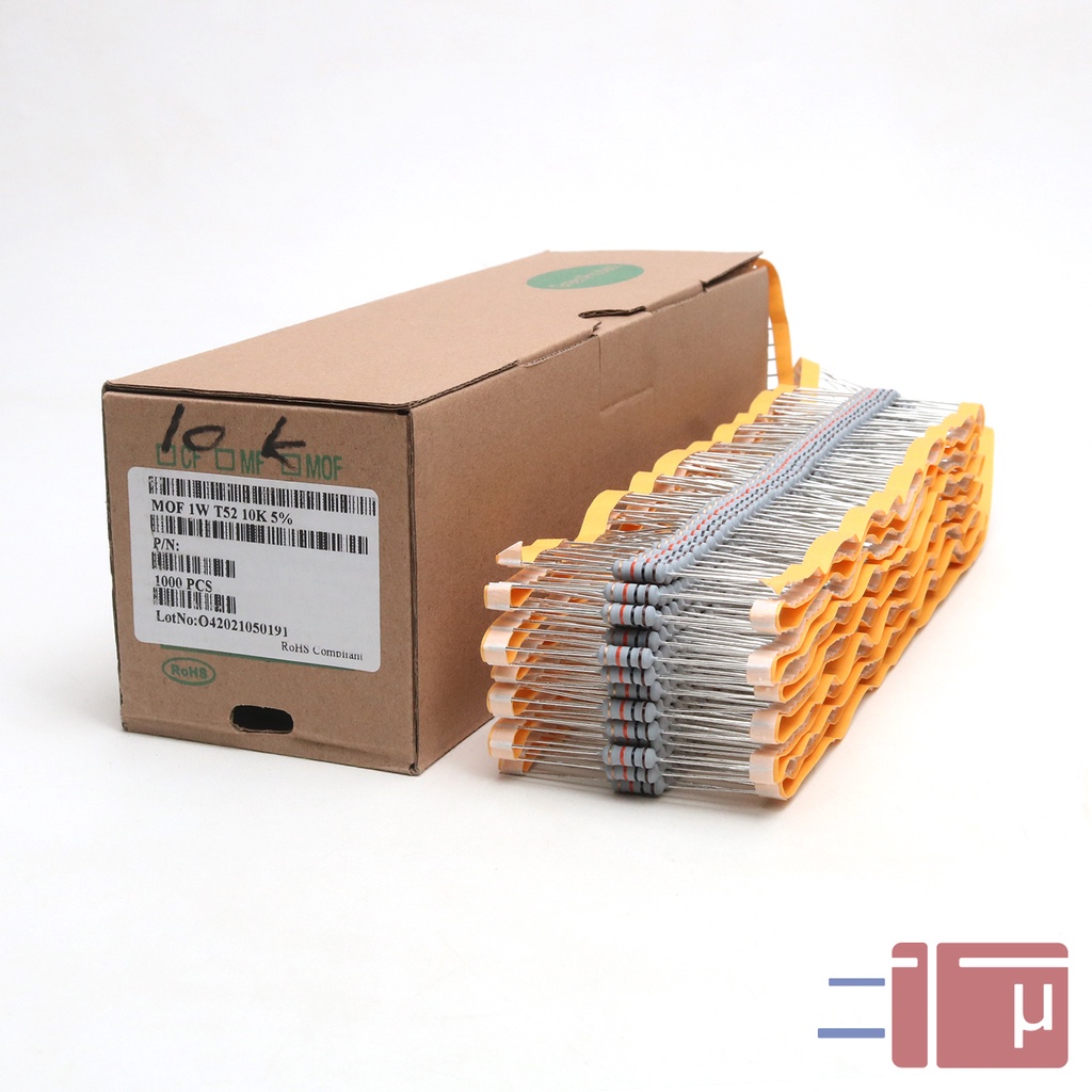 x10 Resistor 10K 1W Metal Oxide 5% Taiwan Kaki Tembaga