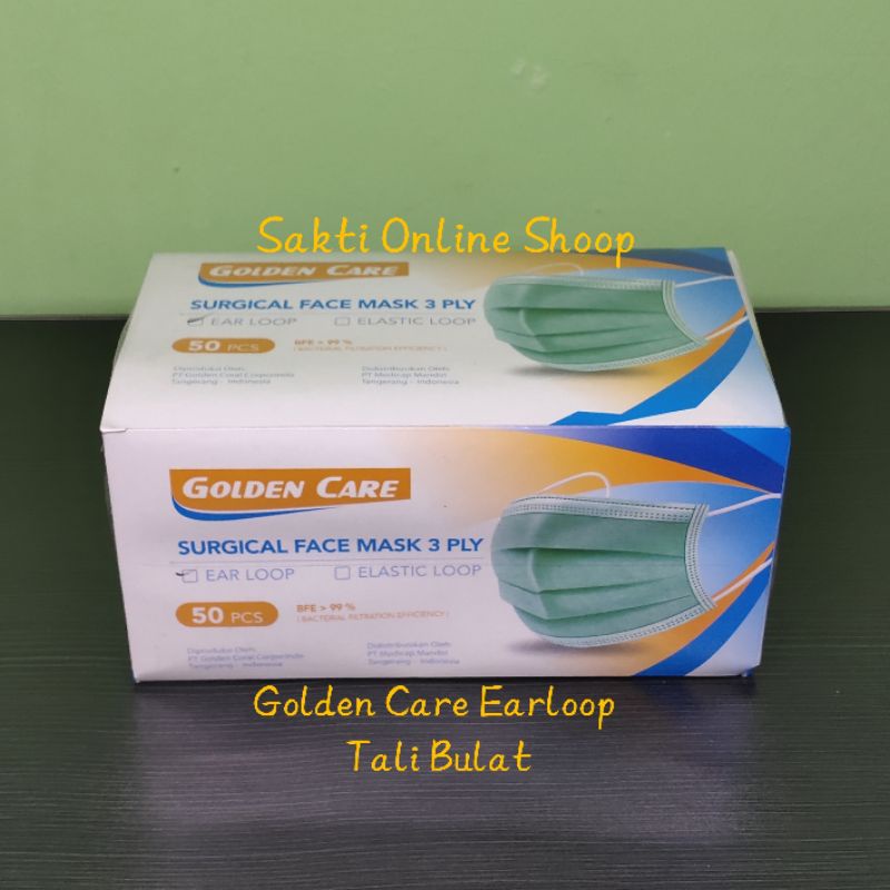 Masker Golden Care Earloop Mask 3 ply 50 pcs BFE 99%