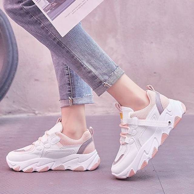 (COD/BAYAR DI TEMPAT) Sneakers Wanita Tali Korean Style Dasar Putih