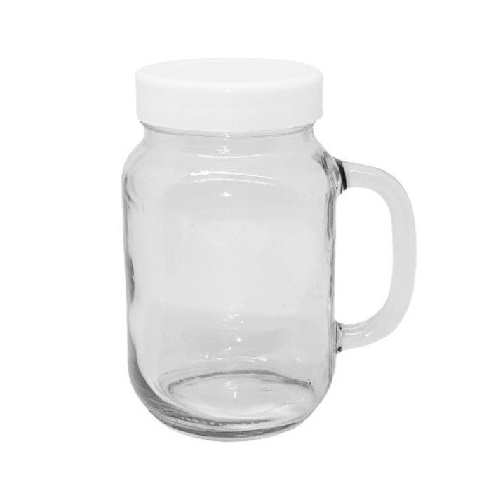 Gelas Jar Kaca / Gelas Teh / Gelas Mug / Drink Jar + Tutup D 7.5 cm
