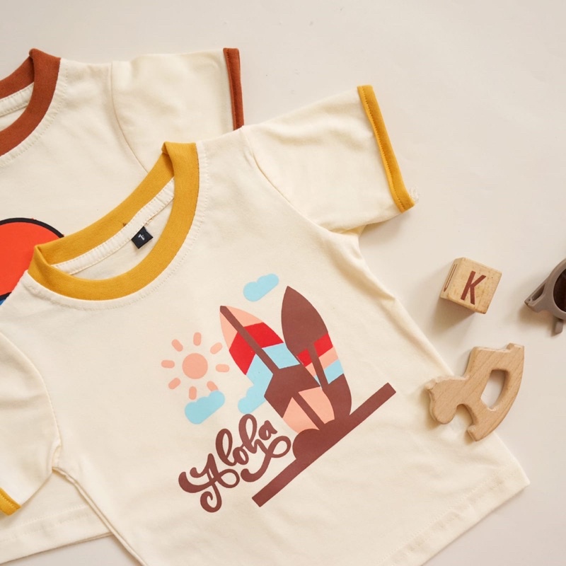 Beach Set Baju Anak Pantai Setelan Kaos Anak Celana Pendek Unisex Playset Baju harian rumah anak