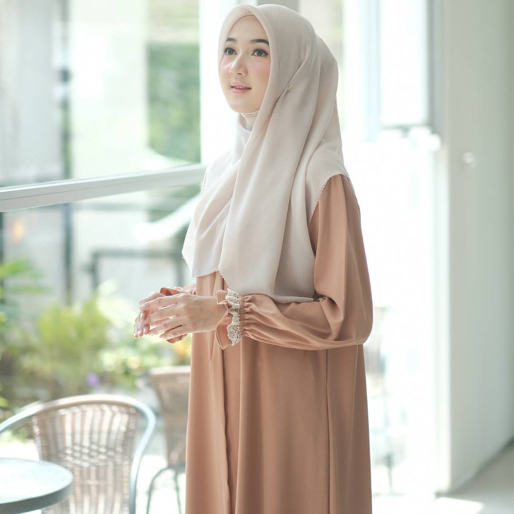 Amira dress Gamis Princess Casual dress daily gamis renda baju muslimah BISA COD-Caramel