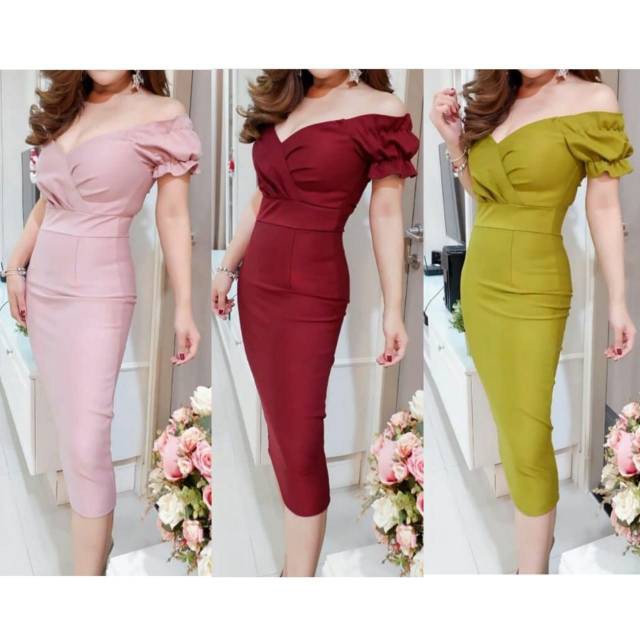 Velove Promo 233 dress febby LD 80cm fit 90cm pjg 96 cm tangan kiri dan kanan pakai karet murah