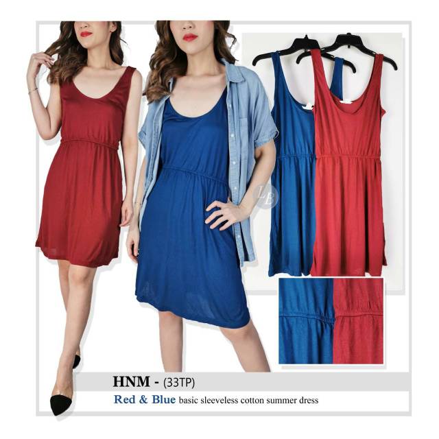 H*m red &amp; blue basic summer dress