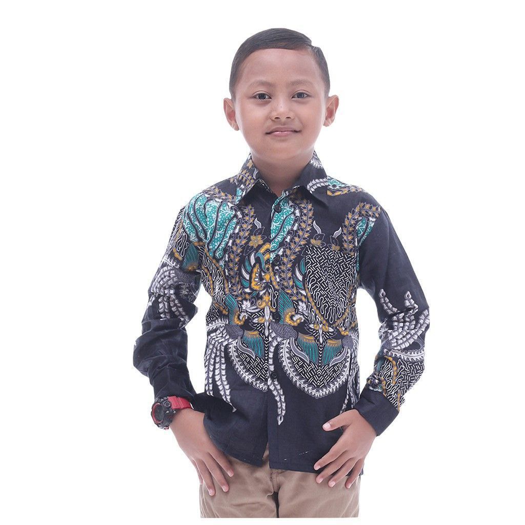 PROMO BATIK COUPLE KELUARGA SARIMBIT sania ruffle batik ori ndoro jowi motif MADU HIJAU-KEMEJA ANAK