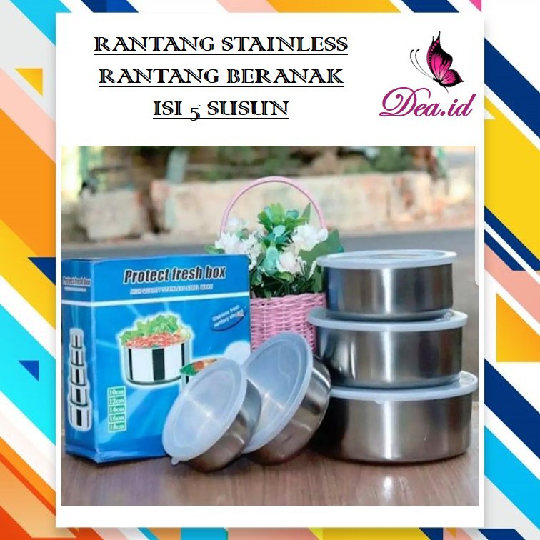 [DEASTORE] RANTANG SUSUN 5 STAINLESS / RANTANG BERANAK PROTECT FRESHBOX STAINLESS