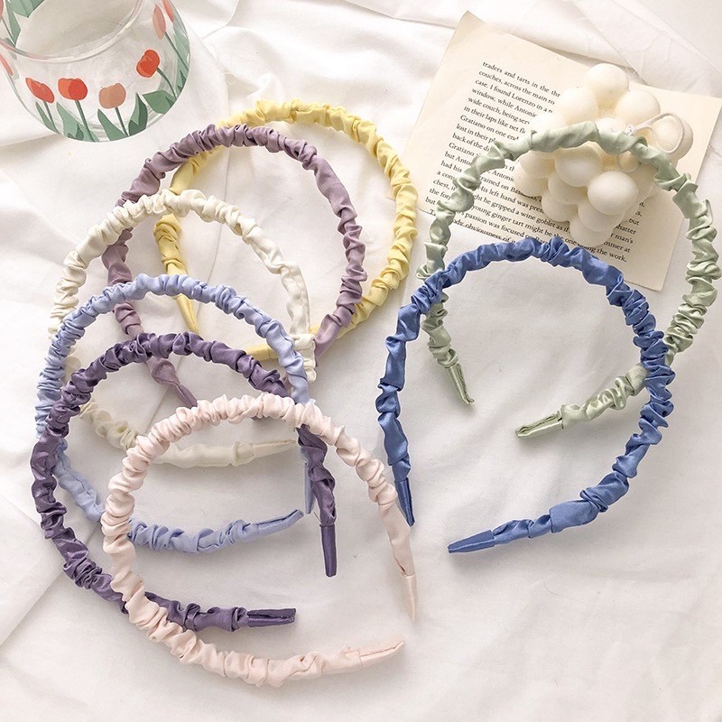 Bando Kerut Wanita Gaya Korea Aksesoris Fashion/ Bandana Scrunchie Korea Aneka Warna Import