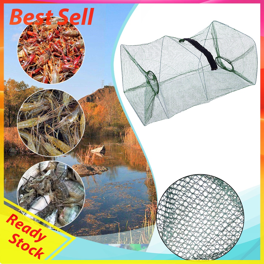 Portable Fishing Net Fish Shrimp Mesh Cage Cast Fish Trap Foldable Network