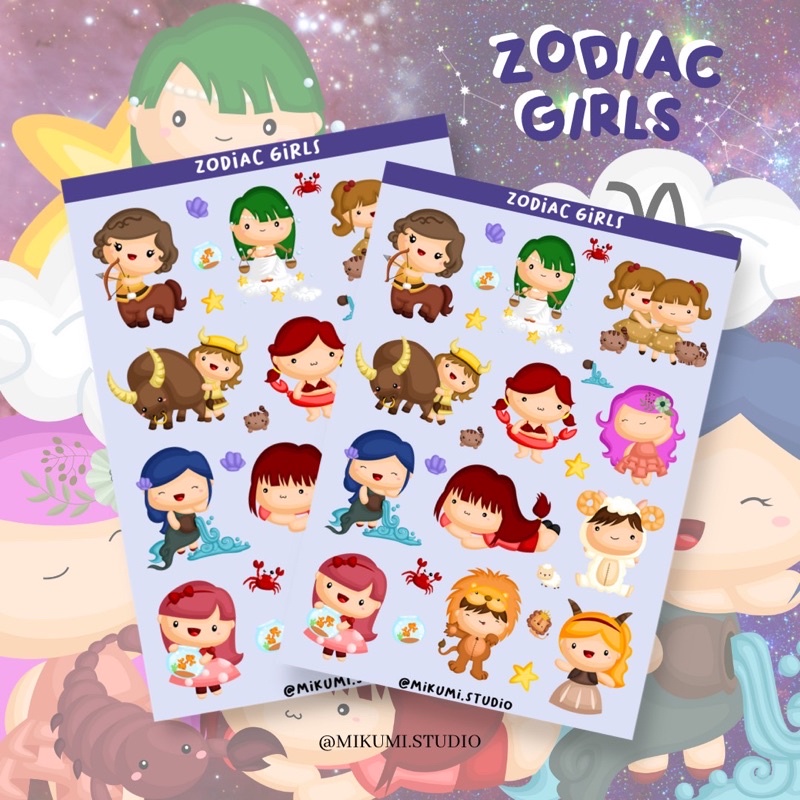 

[MIKUMI] Zodiac Girls Sticker Sheet | Doff sticker | Kiss Cut sticker | Deco sticker | Journaling Kits | Bujo Kits | Planner Sticker | Stiker Planner | Sticker Lucu | Sticker Planner | Sticker Bujo | Deco Kit | Scrapbook Sticker