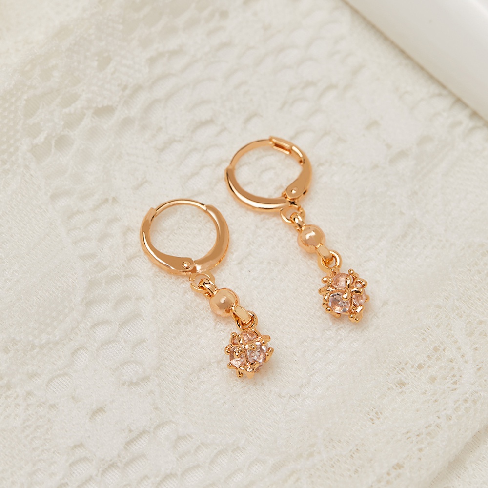 Y403 【COD】 Anting Permata Wanita Anting Titanium Bulat Bola Lapis Emas Anting Tusuk Anti Karat Korea Untuk Wanita-Y403