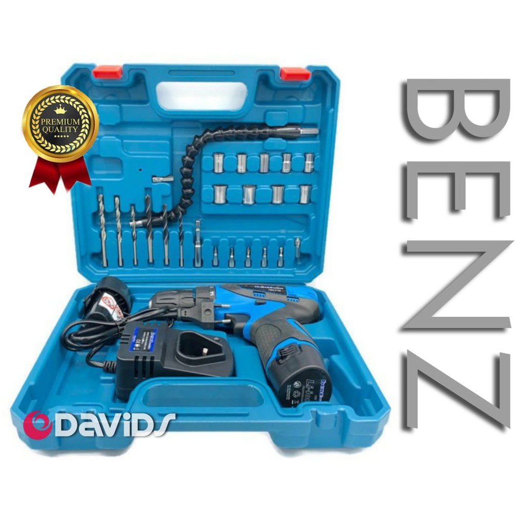 Benz Mesin Bor Baterai Cas Tanpa Kabel Charger Cordless BZ8108