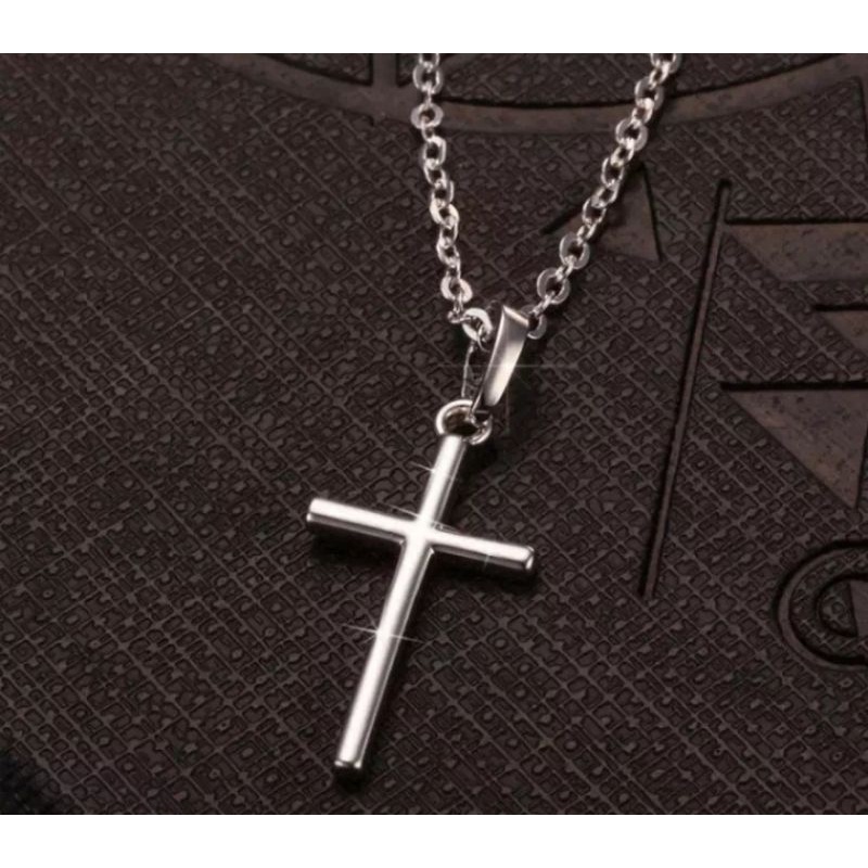 KALUNG RANTAI SILVER SALIB POLOS PRIA WANITA