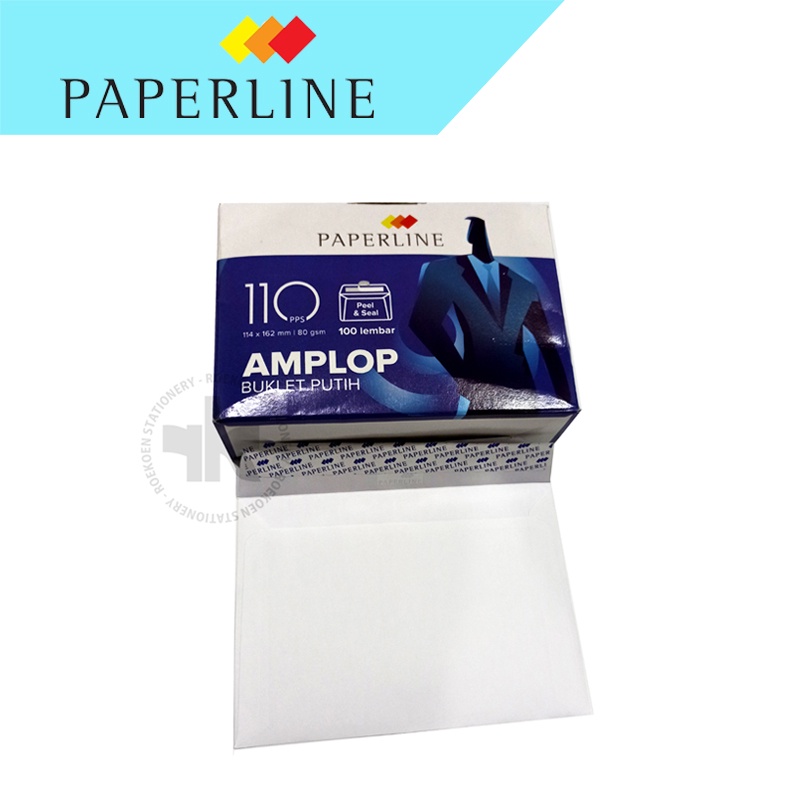 

Paperline Amplop Putih 110 Polos 162 x 114mm Dengan Perekat (Dos Biru)