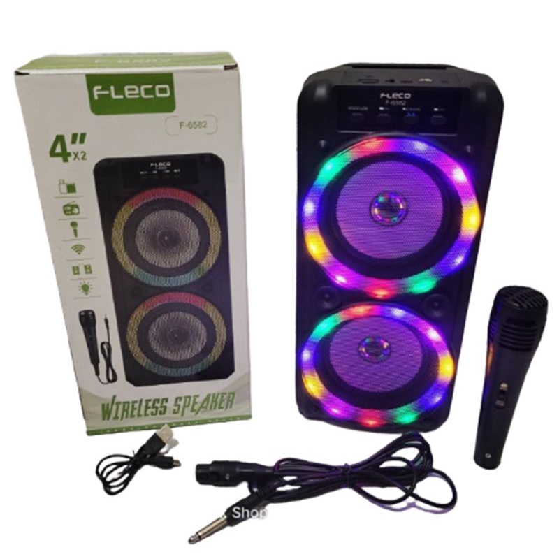 Speaker Active Portable Fleco F-6582 Free Mic