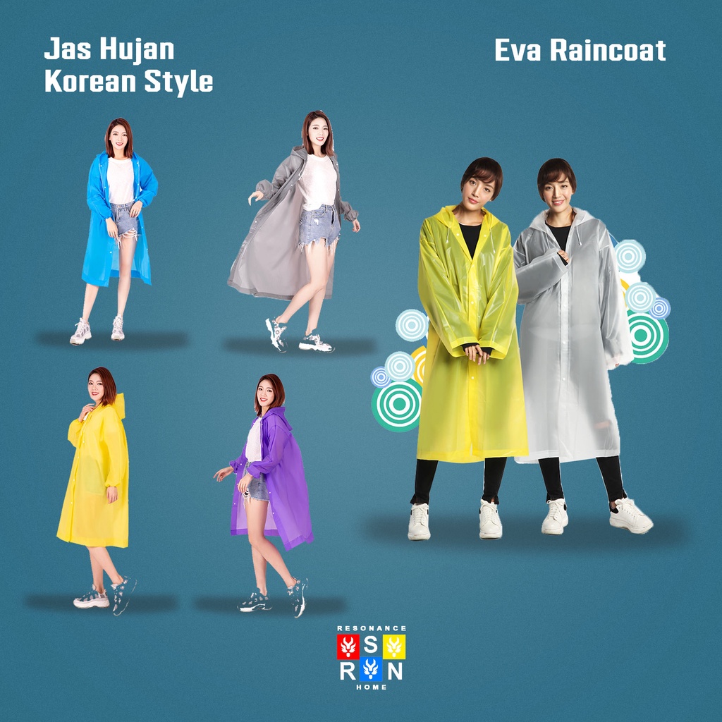 Jas Hujan Phonco Transparan Pria Wanita | Korean Raincoat | Resonance Home