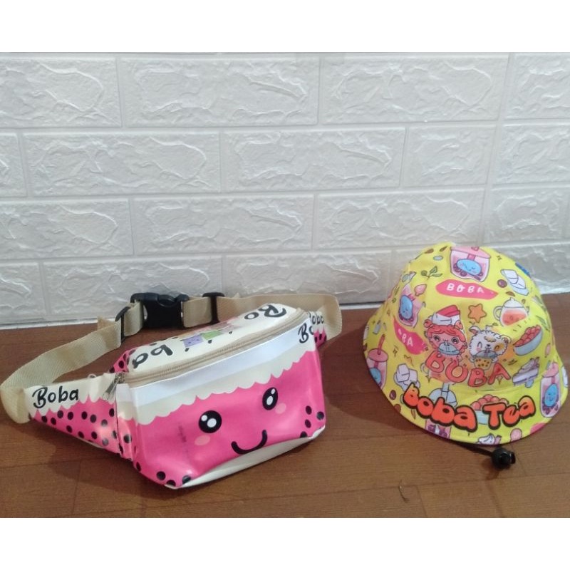 Tas SLempang 2in1 bucket Taly Boba tea waistbag anak 2-9tahun