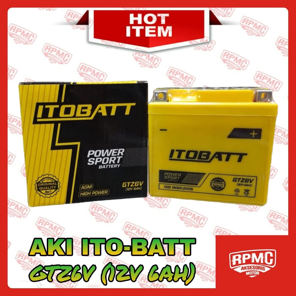 AKI KERING MOTOR ITOBATT GTZ6V TIPE SATRIA FU VARIO 125 150 BEAT ISS NMAX AEROX LEXY GSX ACCU BATTER