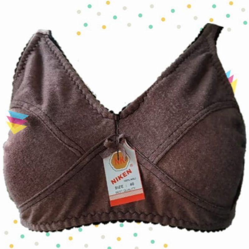 Bra Niken Bahan Kaos  warna ramdom Cup Besar Jumbo  BH Wanita Tanpa Busa kawat - Bra Cup Besar