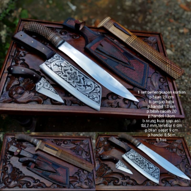 PISAU GOLO0K CACAH DAGING 1 SET PERLENGKAPAN SEMBELIH HEWAN QURBAN SAPI SUPER TAJAM KUAT AWET